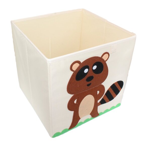 Sturdy Storage Collapsible Organizer Racoon Graphic Square Cube Bin - 13inch - Picture 3 of 3